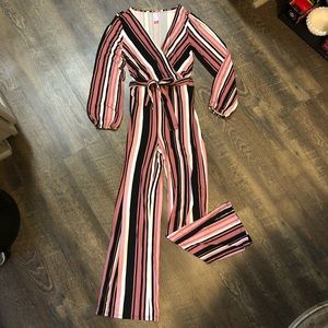 Pink black and white jumpsuit size small